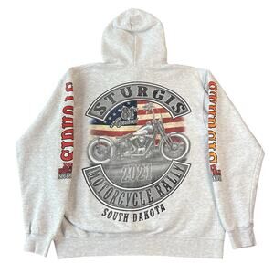 Sturgis South Dakota 2021 Hoodie Men’s Small Heather Gray Motorcycle Sweatshirt